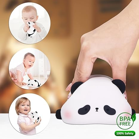 Adorable Squishy Panda Bedside Lamp – Soft Glow Silicone LED with 3 Brightness Modes